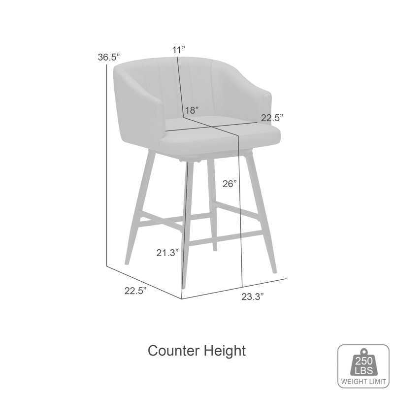 Tabouret de bar pivotant Kazuya bleu orageux en similicuir, hauteur comptoir ou bar, Counter Stool (26" Seat Height)