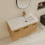Ensemble de meuble-lavabo mural simple 36 po avec lavabo supérieur droit en résine, meuble-lavabo flottant avec porte et tablette à fermeture en douceur-755637827