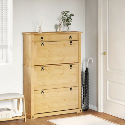 24 - Pair Solid Wood Shoe Storage Cabinet