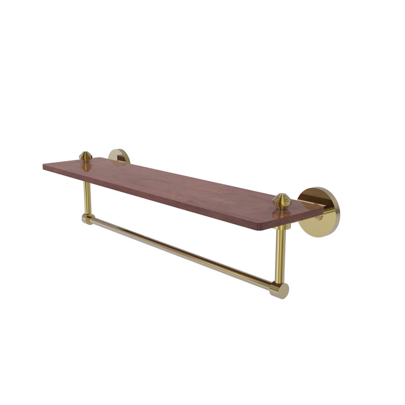 Tablette avec barre à serviettes Trond Ironwood, Laiton non laqué, H 4 po x l 22 po x P 5 po