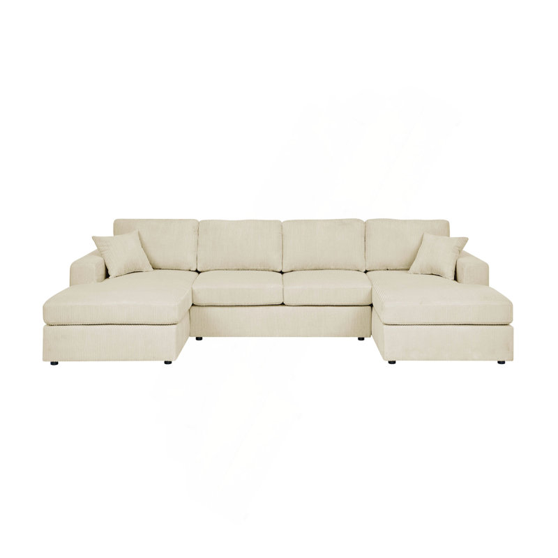 Canapé modulaire 3 pièces en velours côtelé 3 pièces, Crème, crème