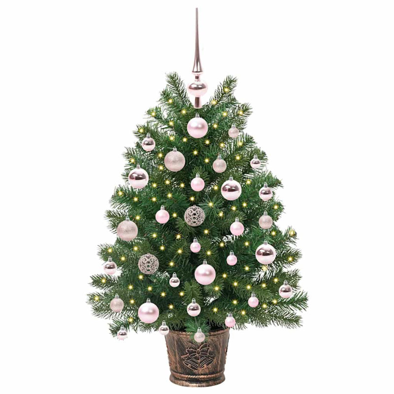  Artificial Christmas Tree with 150 LEDs Green PE and PVC, 2.46' H, Pink