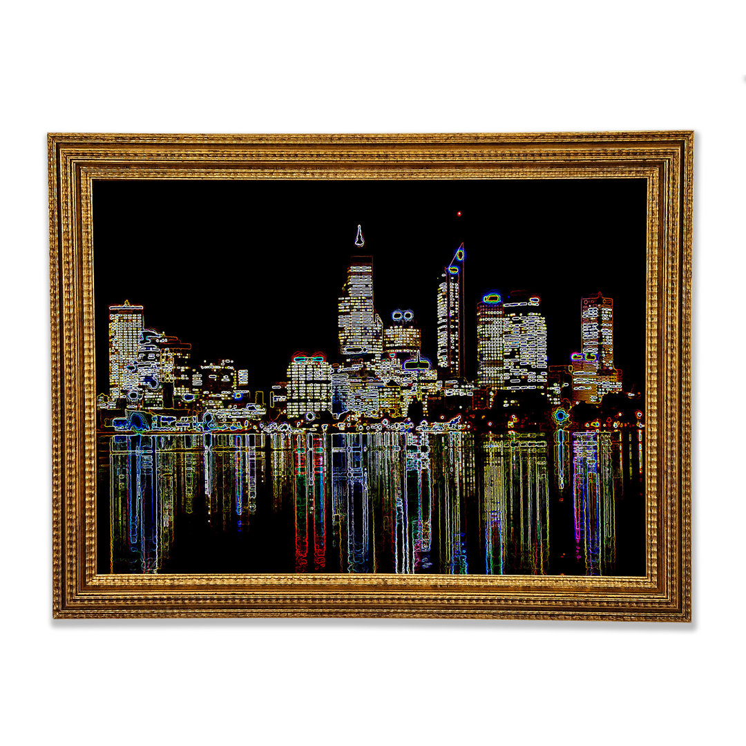 New York Harbour Reflections Black - Einzelner Bilderrahmen Kunstdrucke