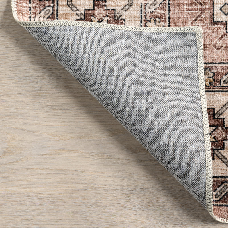 Haskett Oriental Machine Woven Polyester Area Rug in Brown, Rectangle 8' x 10'
