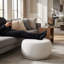 Repose-pieds rond en velours 28 po ivoire-839176306