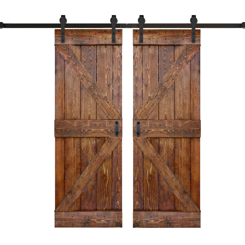 Porte de grange en bois lambrissé avec trousse de quincaillerie d'installation, 28 po x 84 po
