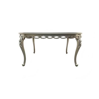62.99"Modern Light Luxury Solid Beech Wood Dining Table with Champagne Gold Carvings