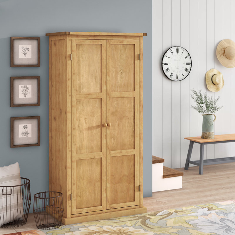 Julianna 2 Door Solid + Manufactured Wood Wardrobe, Waxed