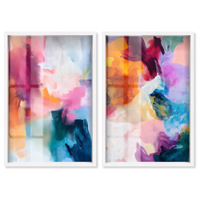 Toile Alchimie Duo Shadowbox, impression murale colorée par Art Remedy, cadre blanc, 10 x 15