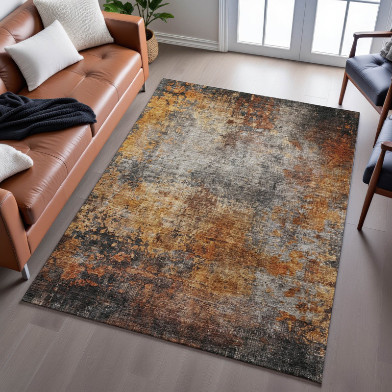 Premium Machine Washable Goulven AMF1210 Abstract Rug, Rectangle 10 pi x 14 pi