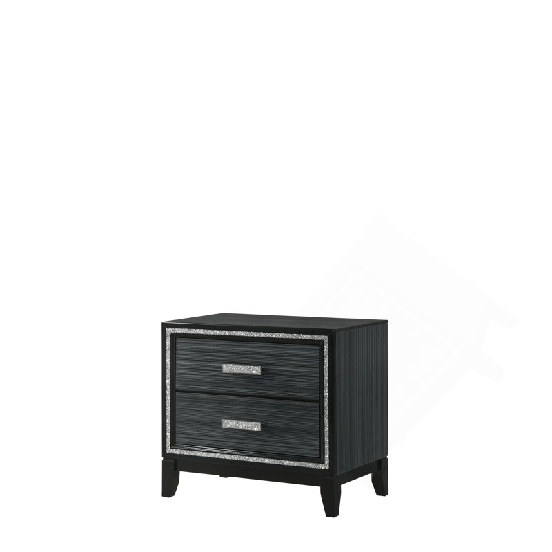 Haiden Weathered Black Finish Nightstand, Black