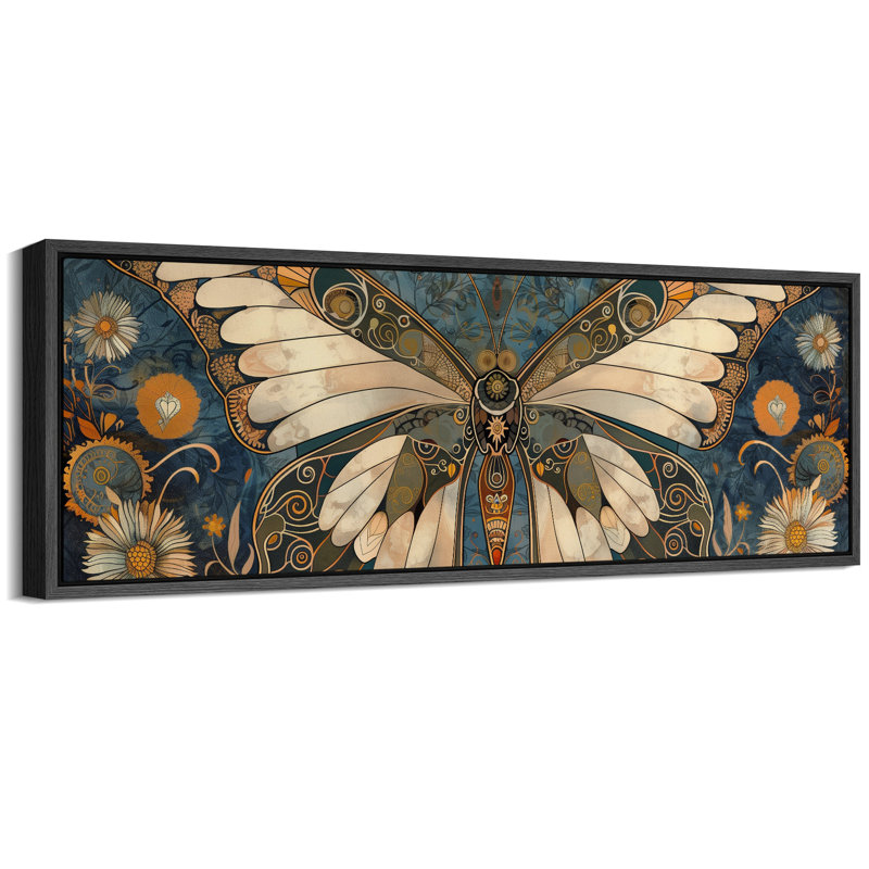 «Butterfly Illusion Moody», reproduction d'art moderne sur toile encadrée, H 20 po x l 60 po, Noir, noir, noir, noir