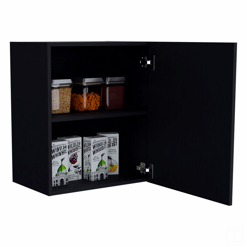 Armoire murale 20 po à une porte et deux tablettes, Noir