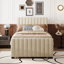Lit plateforme tapissier en velours avec lit gigogne-30254054-30254052