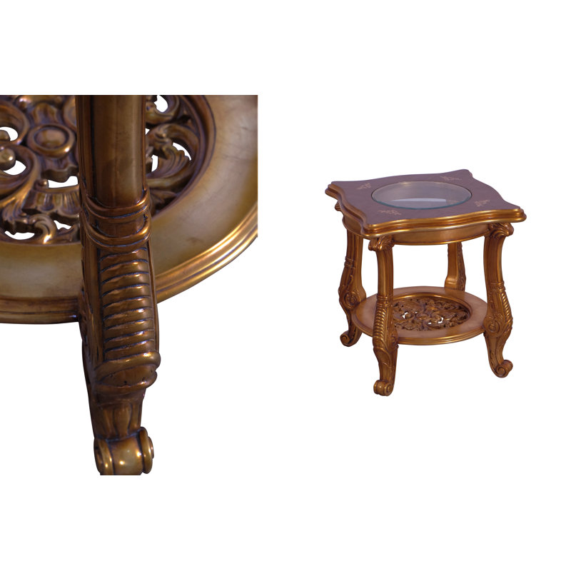 Modigliani Glass End Table, Parisian Vintage Copper