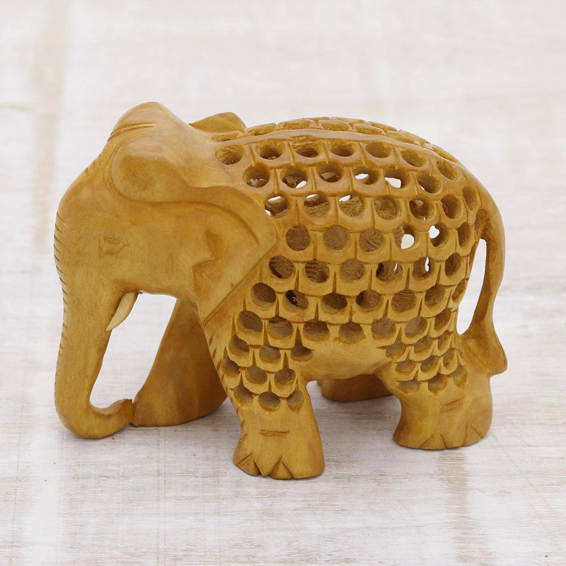 Statue magnifique éléphant en bois Erieanna