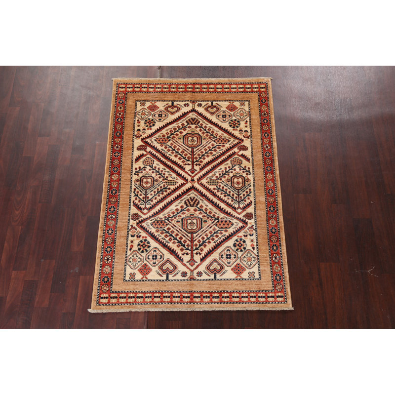 Tapis Kazak en laine noué à la main 4 x 6