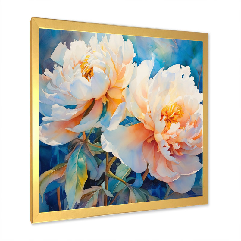 Pivoine rose captivante III sur toile, Cadre doré à une seule photo, H 16 po x l 16 po x P 1 po