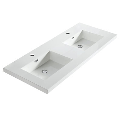 Plateau de meuble-lavabo double rectangulaire avec trop-plein 60,9 po Dowell
