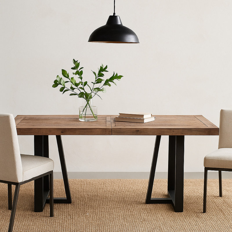 Table de salle à manger en bois et métal Anastagio
