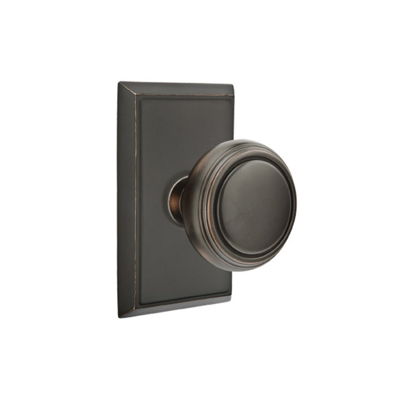 Norwich Knob with Rectangular Rose, Oil Rubbed Bronze