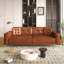 Canapé-lit gigogne de 234 cm (92,1 po), canapé-lit convertible 3 en 1 en similicuir avec accoudoirs ultra larges, canapé moderne capitonné, canapé 4 places avec 2 coussins pour salon-1311714390