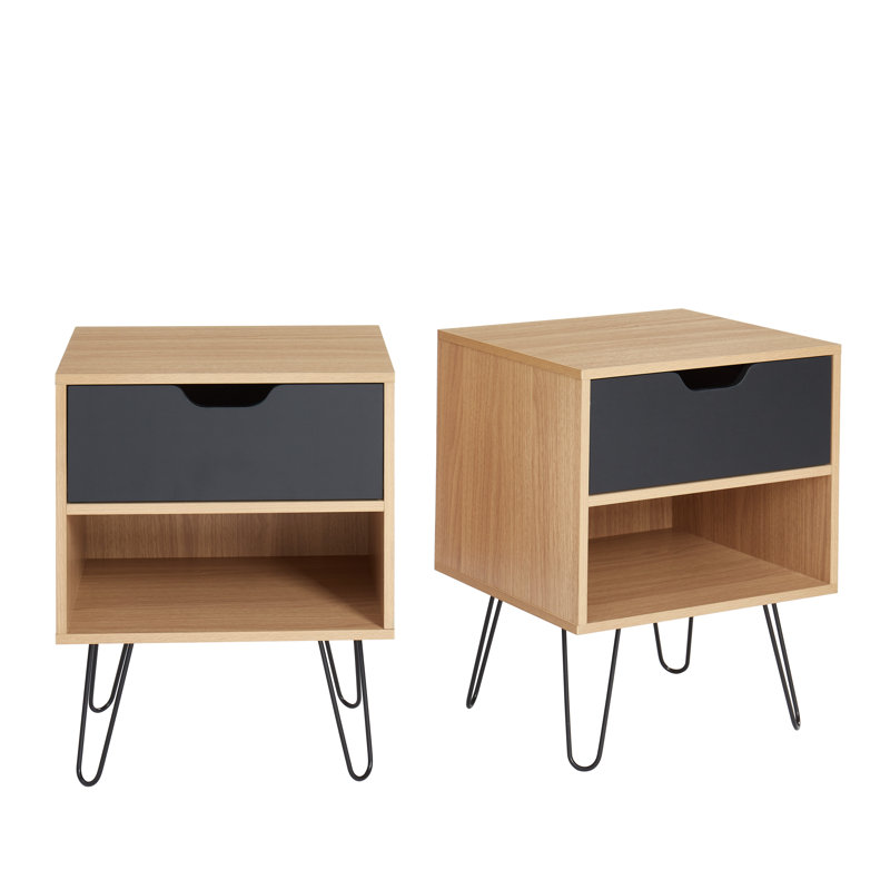Bloomington 40cm W Solid + Manufactured Wood Bedside Table