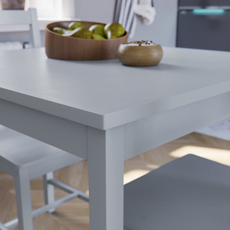 Maymie 2 - Person Pine Solid Wood Dining Set, Grey