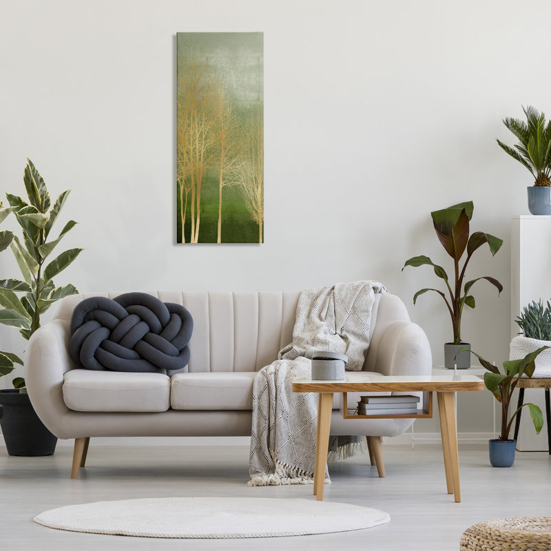 Toile Minimal Gold Branches, design par Kate Bennett, H 40 po x l 17 po