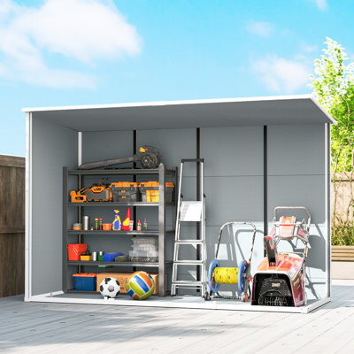 Outsunny 10 x 4 ft Plastic Garden Shed with Floor, Lockable Doors