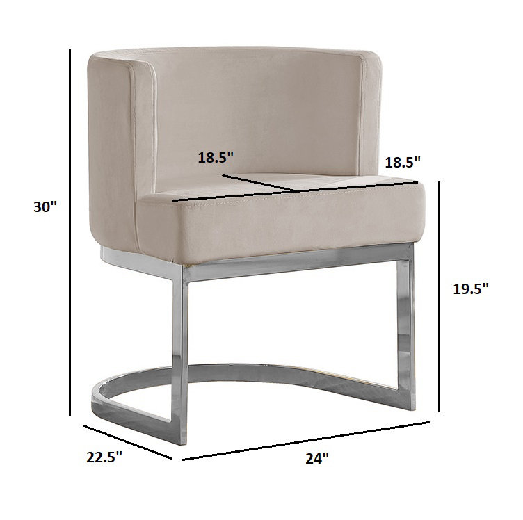 Chaise d'appoint en velours Dmitri, Crème, crème, Argent