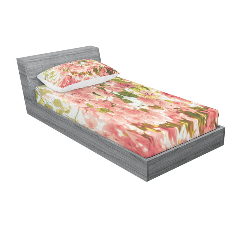Microfiber Floral Sheet Set, Twin XL Sheet Set with Fitted Sheet