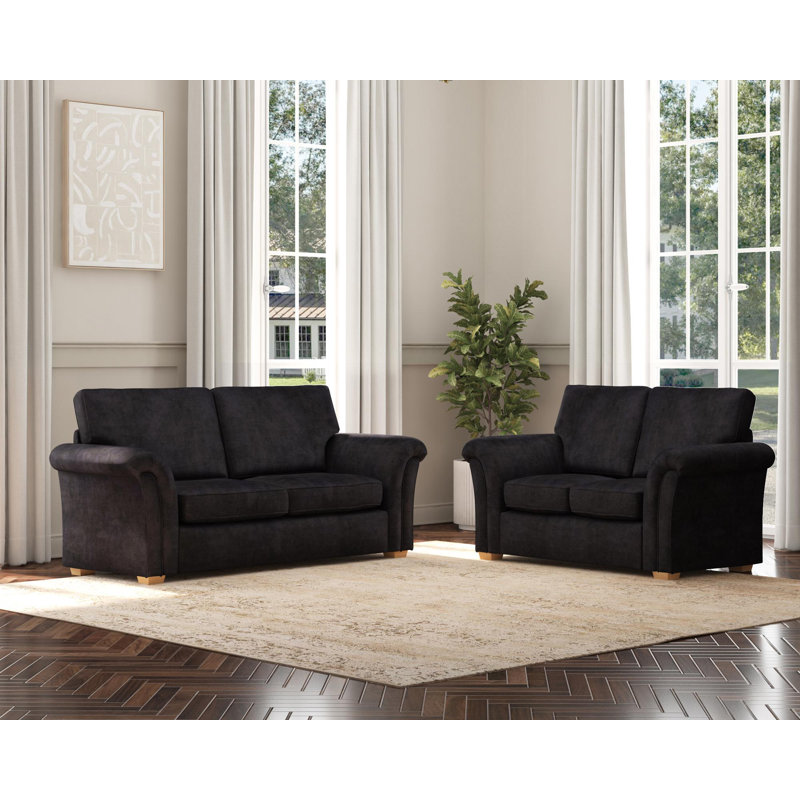 Castleacre Three Seater and Two Seater, Fixed Back, Ebony
