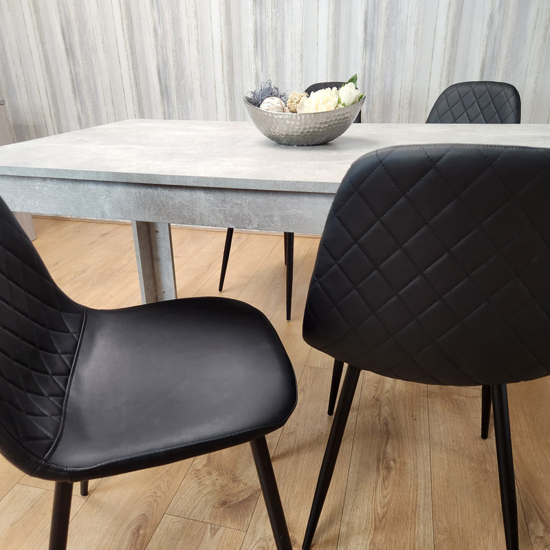 Aghaboy 4 - Person Dining Set, White, Black, 75cm H x 117cm W x 77cm D