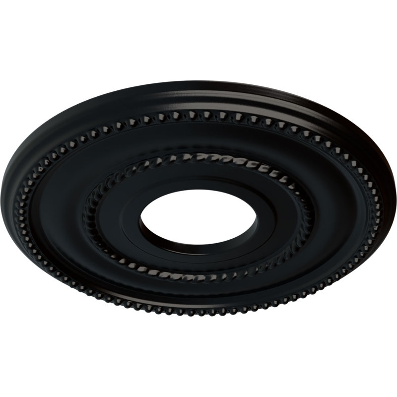 Médaillon de plafond H 12,125 po x l 12,125 po x P 0,75 po Valeriano, Noir de jais