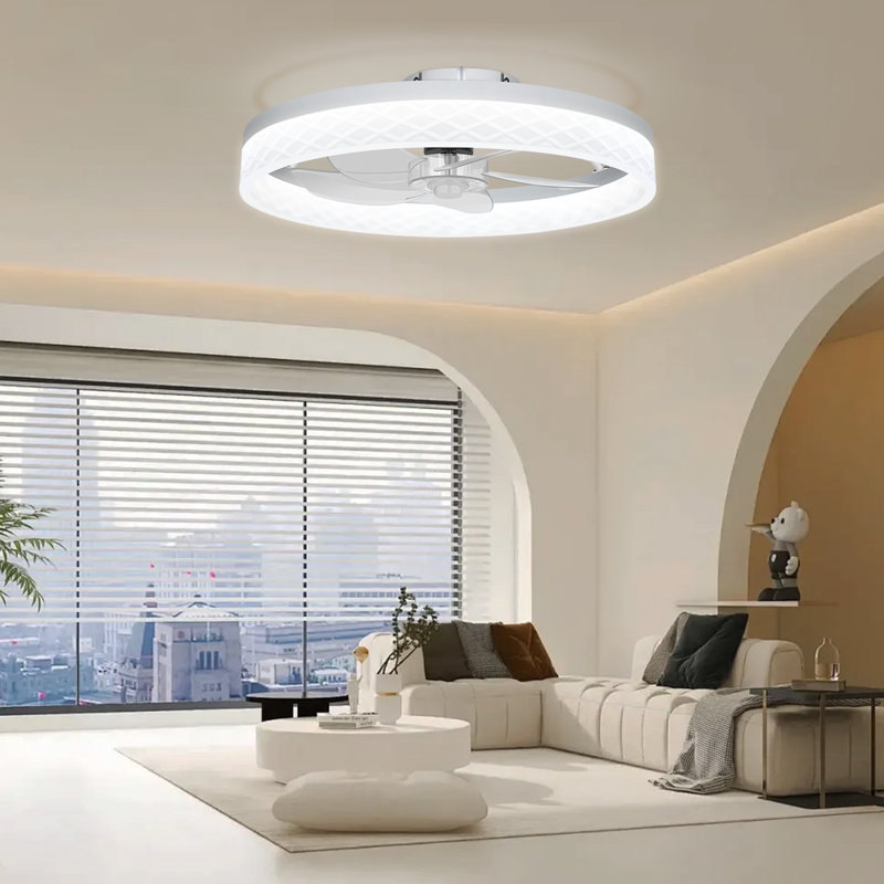 Ventilateur de plafond moderne avec télécommande, moteur à courant continu silencieux à 6 vitesses et éclairage DEL réglable