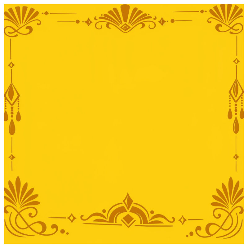 Rideau de douche jaune à bordure ornée extra long, 70in W x 72in H