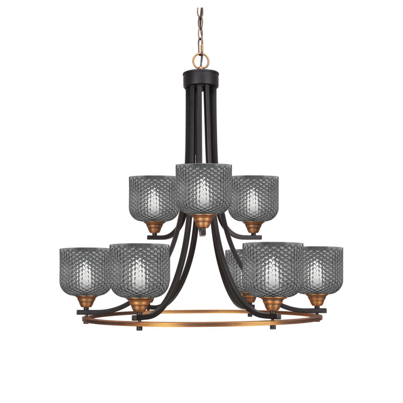 Lustre 9 lumières Paramount, Nickel brossé, Noir