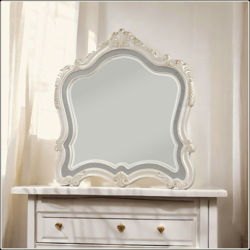Miroir blanc perle