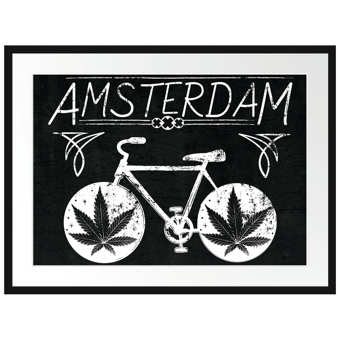 Gerahmtes Poster Amsterdam Black