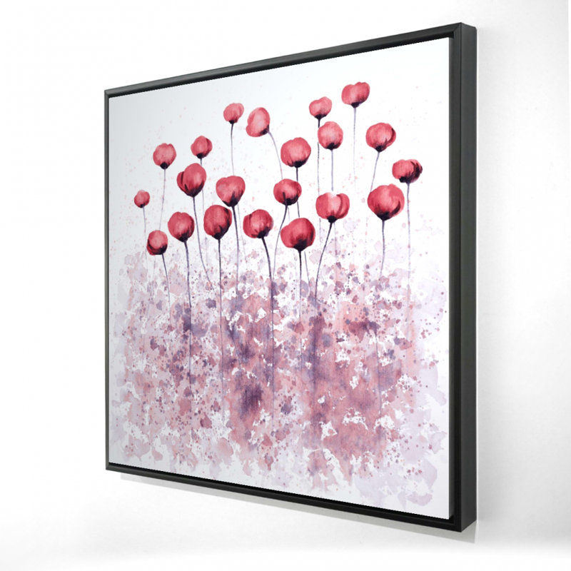 "Fleurs roses avec éclaboussures de peinture" sur toile