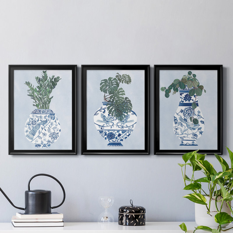 «Moonlight Vase I», reproduction encadrée de qualité supérieure - prête à être accrochée, H 24,5 po x l 55,5 po x P 1 po