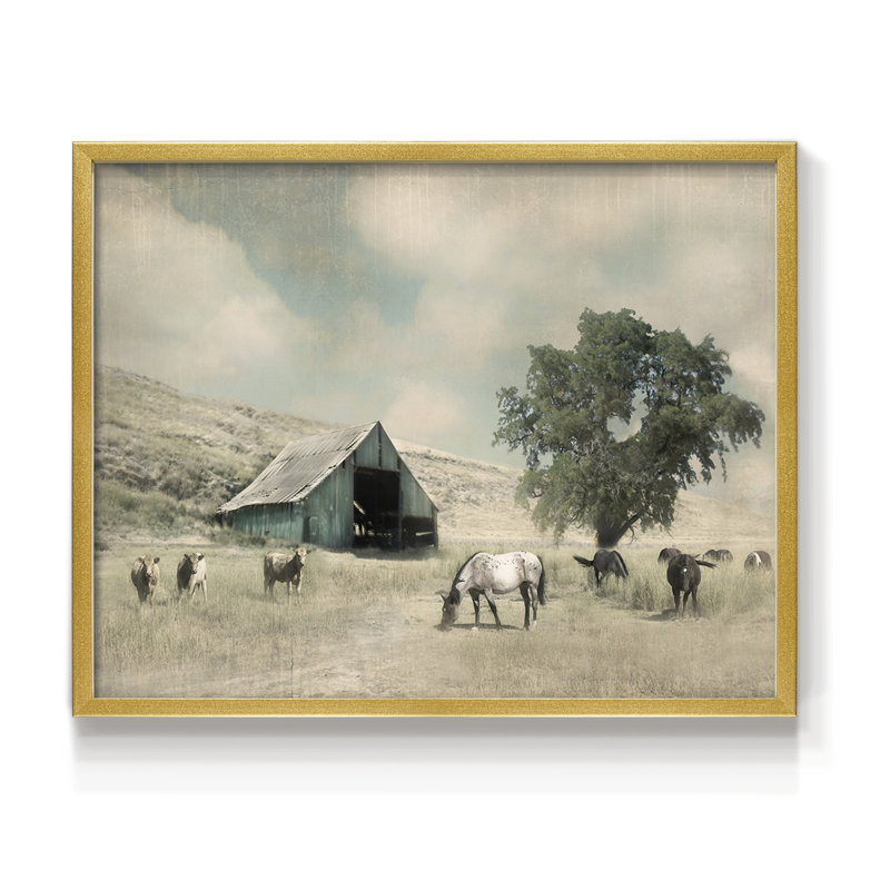 Barn Charm -Framed Print - Restickable, 8" H x 10" W, Gold
