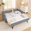 Twin Daybed With Trundle, Black Linen Bed, Wave Pattern, Port, No Box Spring, Rounded Corners, Quick Setup Multifunctional Upholstery, Design, Charging Corners For , Simple Assembly