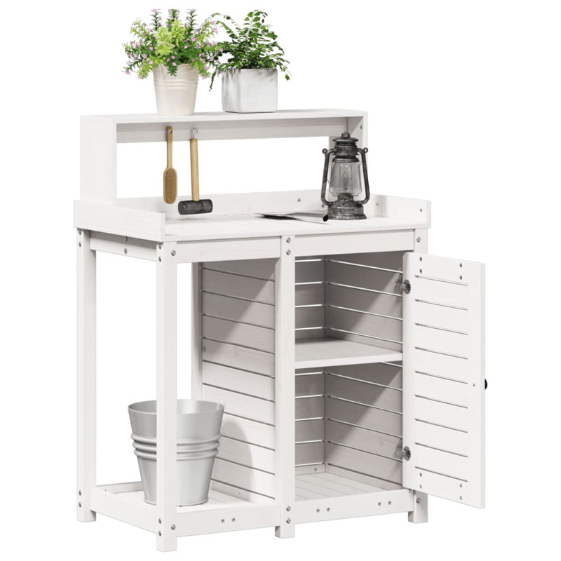 Broxton Wood Potting Bench, White
