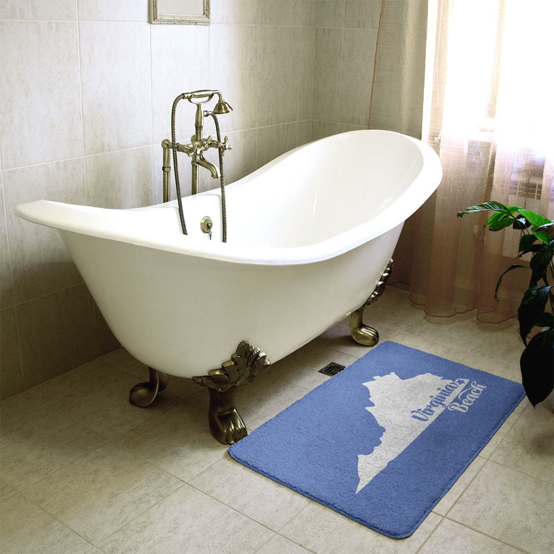 Tapis pour salle de bain en microfibre rectangulaire antidérapant antidérapant, L 17 po x L 21 po, Bleu
