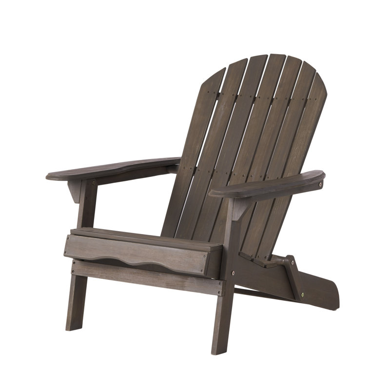 Libo Outdoor Adirondack Chair, Taupe Gray Acacia Wood, Slat Panels, Taupe Gray