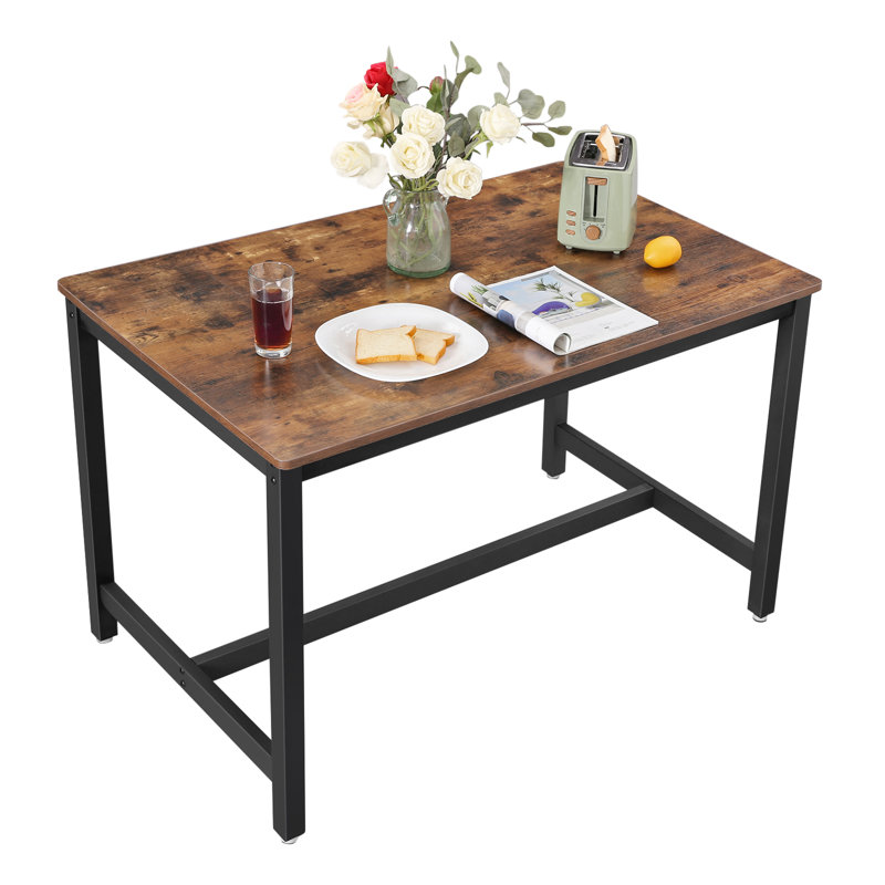 Flovilla Metal Base Dining Table, Rustic Brown