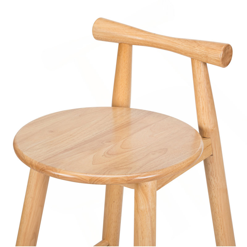 Tabouret de bar d'intérieur en bois d'hévéa Grove, finition naturelle, ensemble de 2