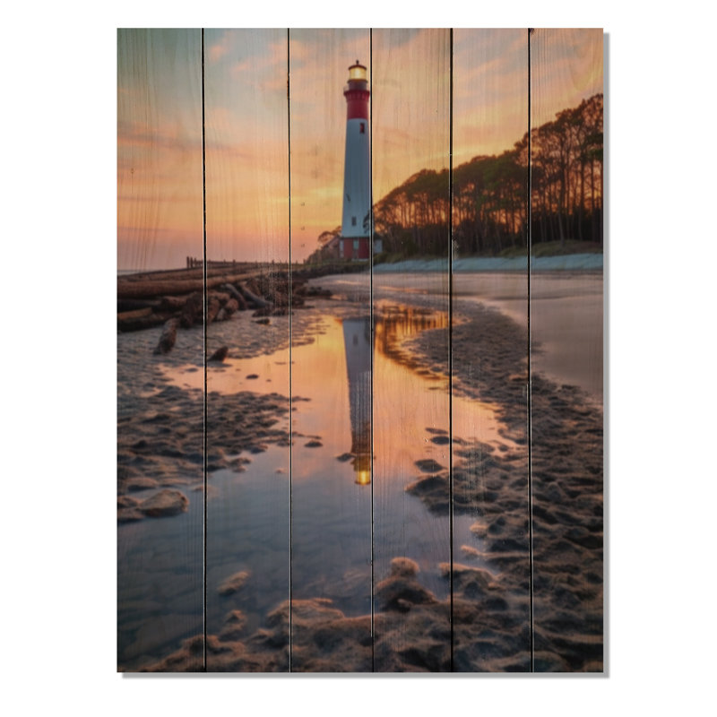 Phare d'Eliott, île de chasse, Caroline du Sud, sur bois, H 32 po x l 24 po x P 0,78 po